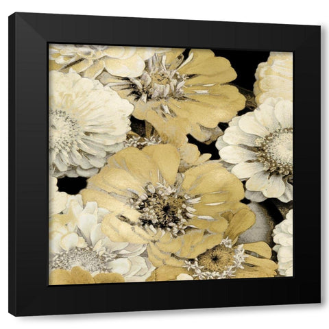 Floral Abundance in Gold I Black Modern Wood Framed Art Print by Bennett, Kate