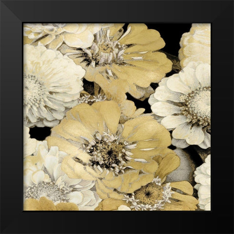 Floral Abundance in Gold I Black Modern Wood Framed Art Print by Bennett, Kate