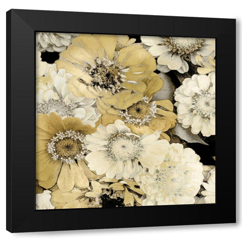Floral Abundance in Gold II Black Modern Wood Framed Art Print by Bennett, Kate