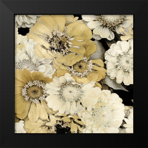 Floral Abundance in Gold II Black Modern Wood Framed Art Print by Bennett, Kate