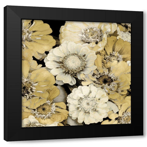 Floral Abundance in Gold III Black Modern Wood Framed Art Print by Bennett, Kate