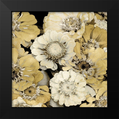 Floral Abundance in Gold III Black Modern Wood Framed Art Print by Bennett, Kate