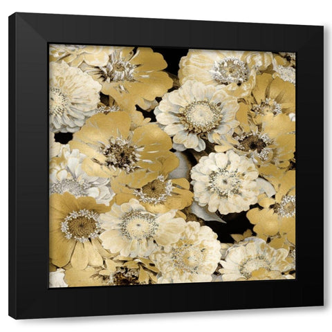 Floral Abundance in Gold IV Black Modern Wood Framed Art Print by Bennett, Kate