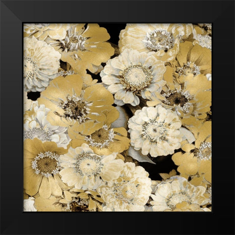 Floral Abundance in Gold IV Black Modern Wood Framed Art Print by Bennett, Kate