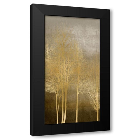 Gold Trees on Brown Panel I Black Modern Wood Framed Art Print with Double Matting by Bennett, Kate