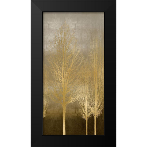 Gold Trees on Brown Panel II Black Modern Wood Framed Art Print by Bennett, Kate