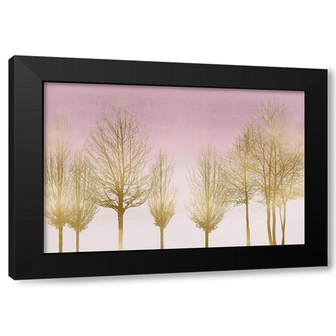 Gold Forest on Pink Black Modern Wood Framed Art Print by Bennett, Kate