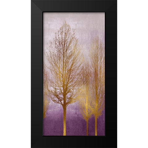 Gold Trees on Purple Panel I Black Modern Wood Framed Art Print by Bennett, Kate
