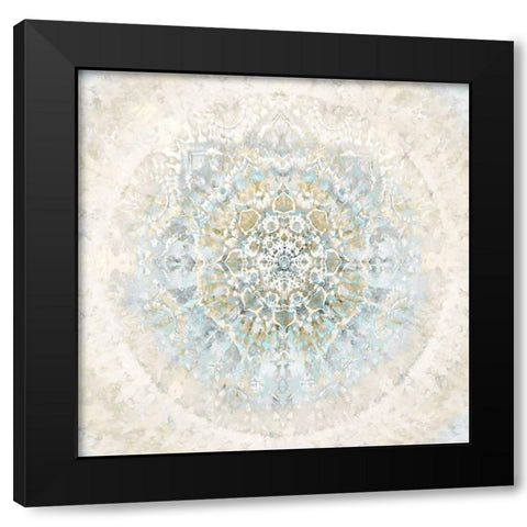 Tapestry Aqua Blue Black Modern Wood Framed Art Print with Double Matting by Kearns, Molly