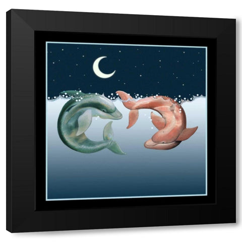 Moonbathers Black Modern Wood Framed Art Print with Double Matting by Seeley, Laura