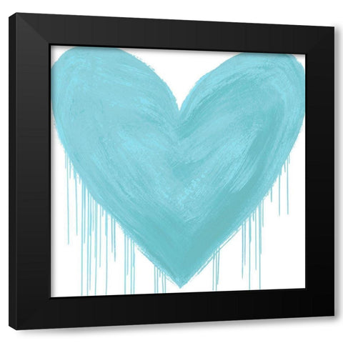 Big Hearted Aqua  Black Modern Wood Framed Art Print with Double Matting by Rodgers, Lindsay