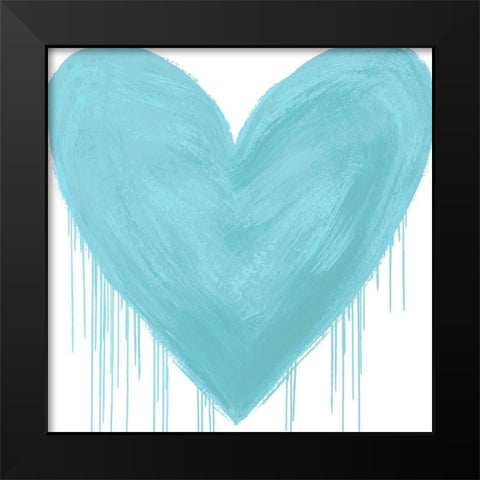 Big Hearted Aqua  Black Modern Wood Framed Art Print by Rodgers, Lindsay