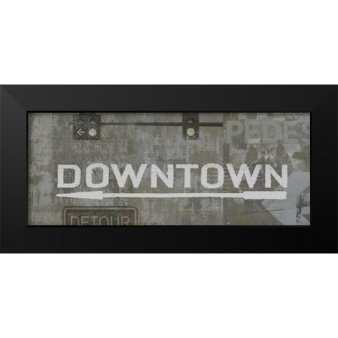 Downtown Black Modern Wood Framed Art Print by Wilson, Luke
