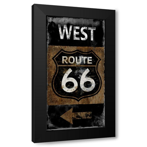 Route 66 West Black Modern Wood Framed Art Print with Double Matting by Wilson, Luke
