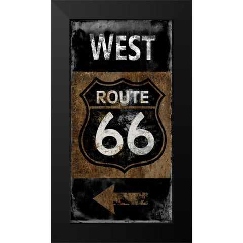 Route 66 West Black Modern Wood Framed Art Print by Wilson, Luke