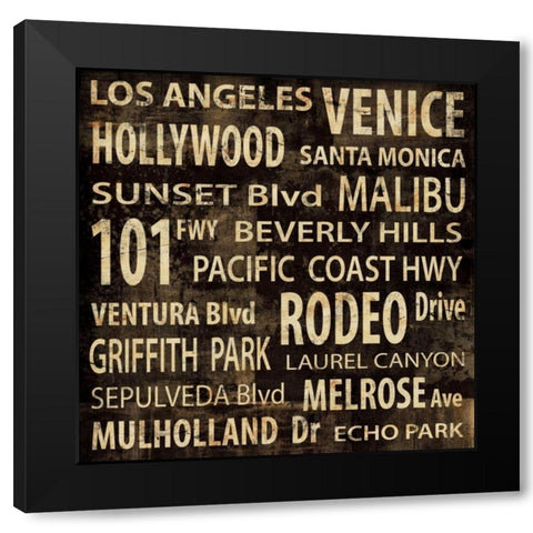 LA Black Modern Wood Framed Art Print with Double Matting by Wilson, Luke