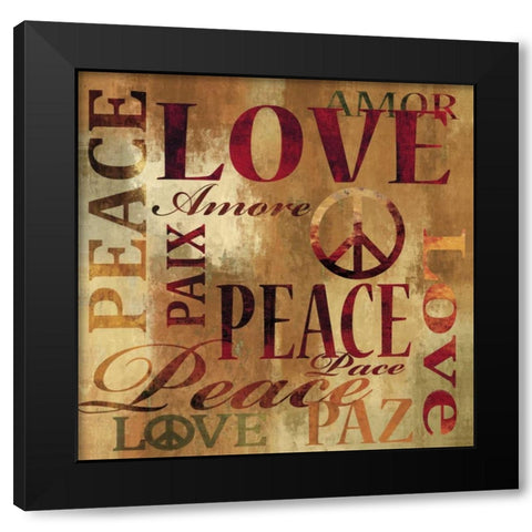 Peace and Love Black Modern Wood Framed Art Print with Double Matting by Wilson, Luke