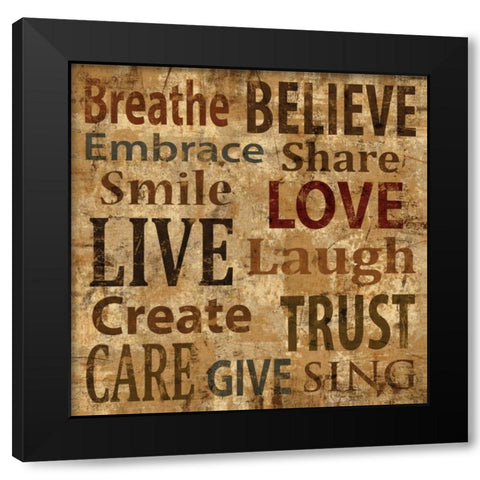 Live Black Modern Wood Framed Art Print by Wilson, Luke