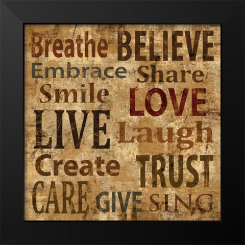 Live Black Modern Wood Framed Art Print by Wilson, Luke