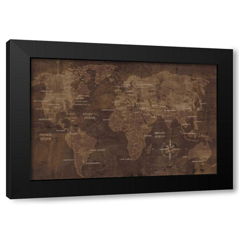 The World Black Modern Wood Framed Art Print by Wilson, Luke