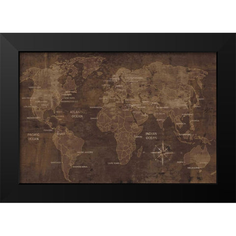 The World Black Modern Wood Framed Art Print by Wilson, Luke