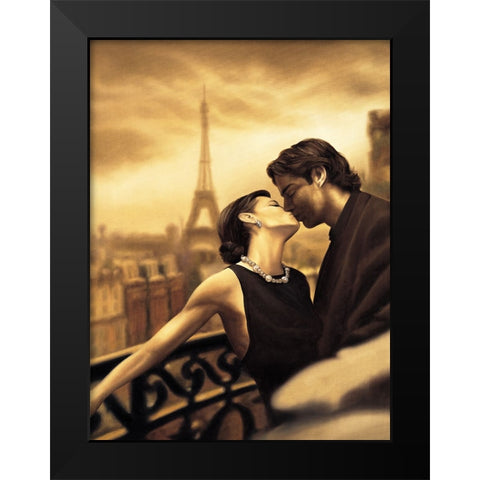 A Paris Kiss Black Modern Wood Framed Art Print by Arellano, Migdalia