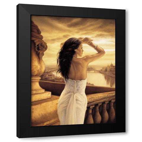 The Seine Black Modern Wood Framed Art Print by Arellano, Migdalia
