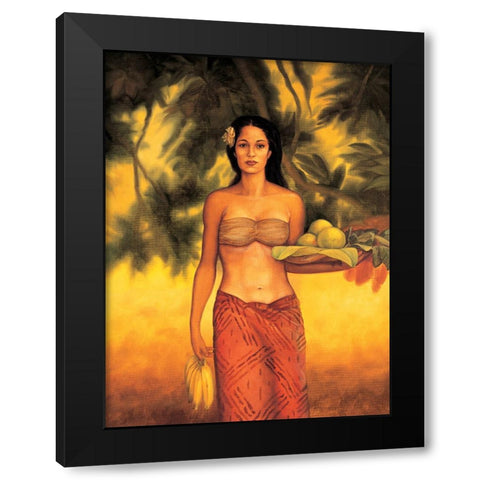 Island Woman I Black Modern Wood Framed Art Print with Double Matting by Arellano, Migdalia