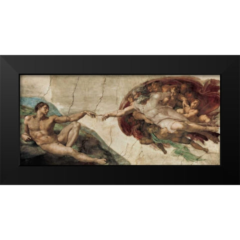 Creazione di Adamo Black Modern Wood Framed Art Print by Michelangelo
