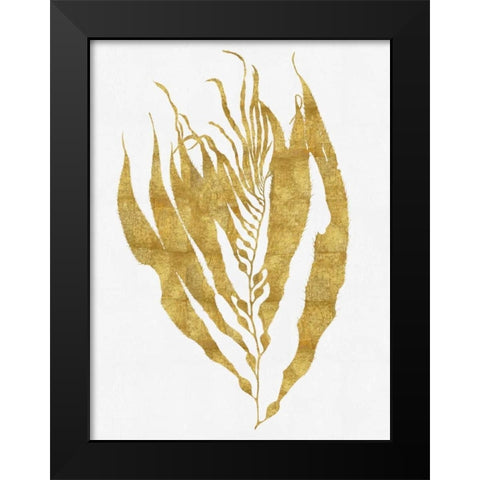 Sea Life - Gold on White I Black Modern Wood Framed Art Print by Miller, Melonie