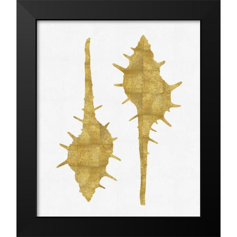 Sea Life - Gold on White II Black Modern Wood Framed Art Print by Miller, Melonie