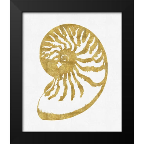 Sea Life - Gold on White III Black Modern Wood Framed Art Print by Miller, Melonie