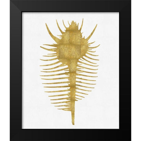 Sea Life - Gold on White VI Black Modern Wood Framed Art Print by Miller, Melonie
