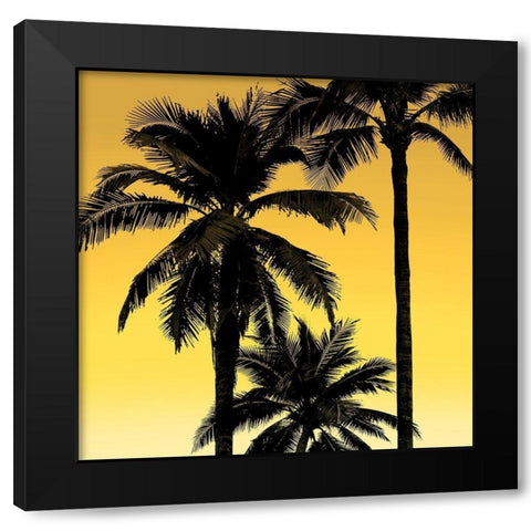 Palms Black on Yellow I Black Modern Wood Framed Art Print with Double Matting by Jensen, Mia