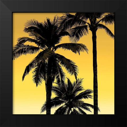 Palms Black on Yellow I Black Modern Wood Framed Art Print by Jensen, Mia