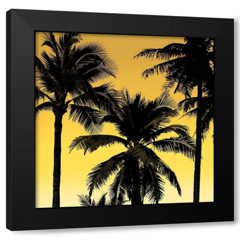 Palms Black on Yellow II Black Modern Wood Framed Art Print by Jensen, Mia