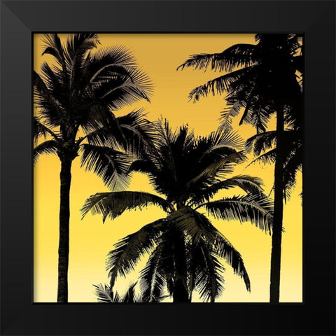 Palms Black on Yellow II Black Modern Wood Framed Art Print by Jensen, Mia