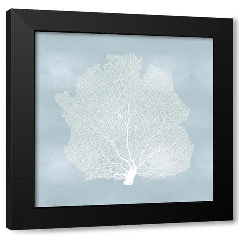 Sea Fan on Aqua I Black Modern Wood Framed Art Print with Double Matting by Miller, Melonie
