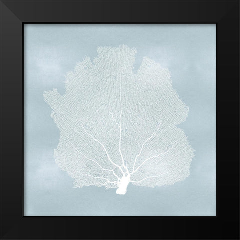 Sea Fan on Aqua I Black Modern Wood Framed Art Print by Miller, Melonie