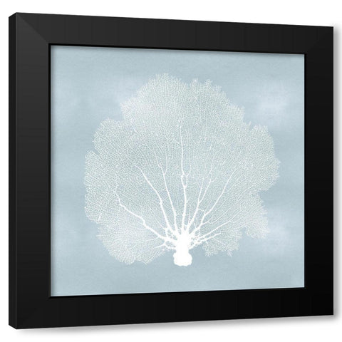 Sea Fan on Aqua II Black Modern Wood Framed Art Print with Double Matting by Miller, Melonie
