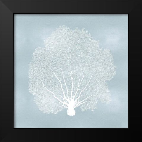 Sea Fan on Aqua II Black Modern Wood Framed Art Print by Miller, Melonie