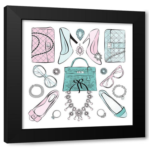 Kaleidoscope Black Modern Wood Framed Art Print with Double Matting by Pavlova, Martina