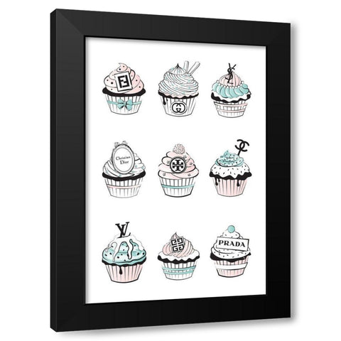 Cupcakes II Black Modern Wood Framed Art Print by Pavlova, Martina