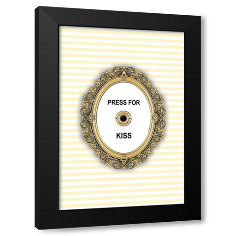 Kiss Button Black Modern Wood Framed Art Print by Pavlova, Martina
