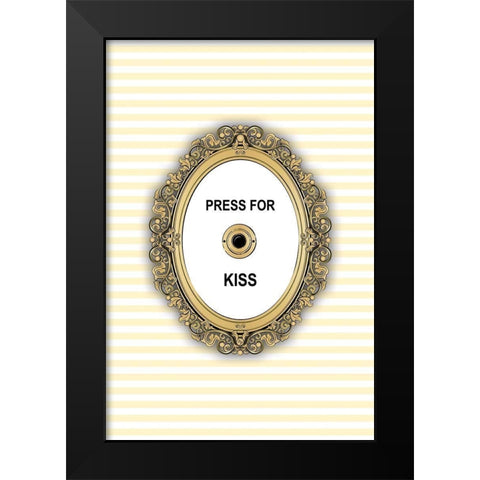 Kiss Button Black Modern Wood Framed Art Print by Pavlova, Martina