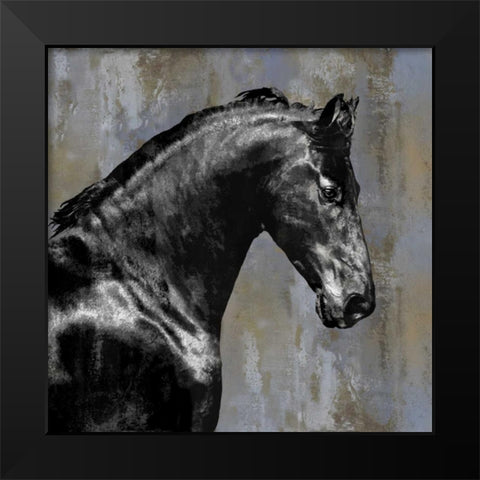 Black Stallion Black Modern Wood Framed Art Print by Rose, Martin
