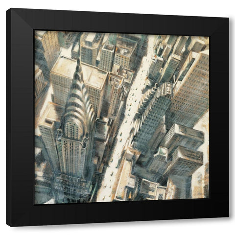 Aerial View Chrysler Bldg Black Modern Wood Framed Art Print with Double Matting by Daniels, Matthew