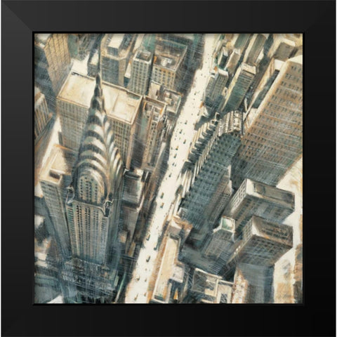 Aerial View of Chrysler Building Black Modern Wood Framed Art Print by Daniels, Matthew
