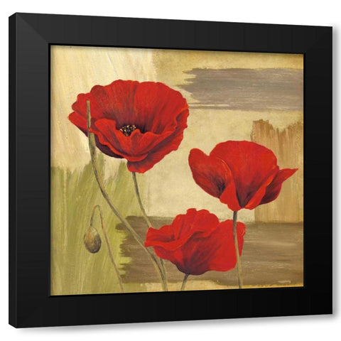Panneau Printemps I Black Modern Wood Framed Art Print with Double Matting by Besson, Nathalie