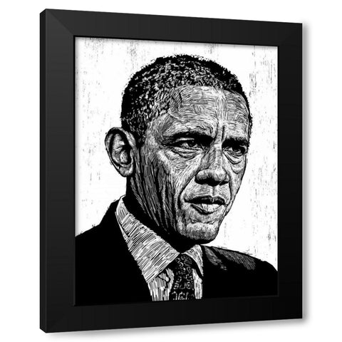 Obama Black Modern Wood Framed Art Print with Double Matting by Shigley, Neil